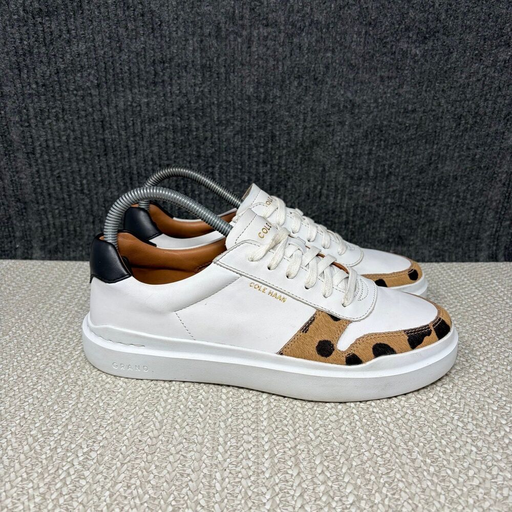 Cole Haan GrandPro Rally Court Sneakers Optic White Jaguar Print Women’s 7.5 B